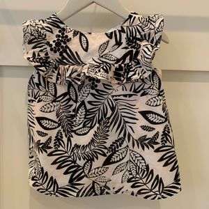 Janie Jack cute pink black leaf print cotton ruffled top size 3 hardly worn!